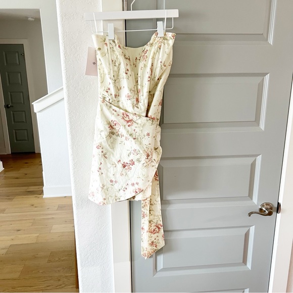 NWT V. Chapman Nasturtium Floral Bow Micro Mini Dress - Picture 2 of 6